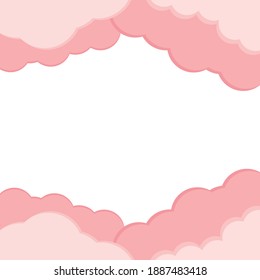 Background for the day of love, valentine's day, birthday party, wedding anniversary party, sky full of clouds, red pink heart, beautiful decoration, vector cartoon illustration.