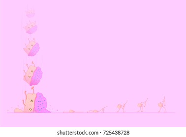 Background with the death and fall of the cupcake