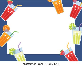 background is decorate by juice, watermelon juice, orange juice and lemonade. 