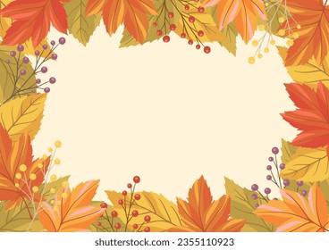 Background decorated with autumn leaves illustration, template for fall design.