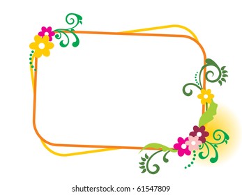 background with decorated floral frame, vector illustration