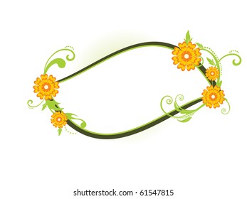 background with decorated floral frame, vector illustration