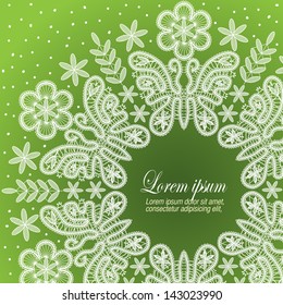 background  decorated with pattern with white lace butterfly and flowers