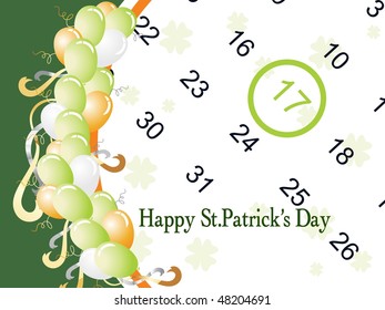 background with decorated st patrick day calender