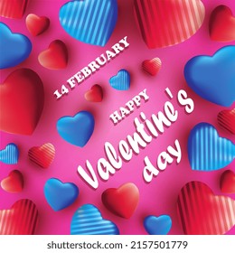 background decoration in 3d style, valentines day concept, ideal for valentines card, celebration day invitation, etc vector illustration
