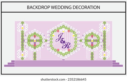 background decoration design for a wedding or event backdrop with a variety of flowers and polygon