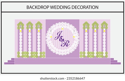 diseño de decoración de fondo para una boda o evento con una variedad de flores y un círculo
