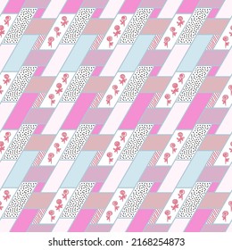 Fondo con elementos decorativos geométricos y abstractos de color rosa y azul. Ilustración vectorial. Colores de moda 2022