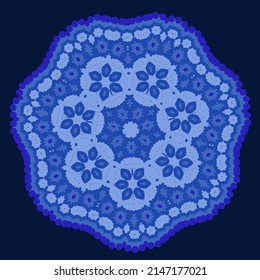 Background with decorative circular pattern in blue colors.