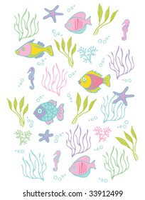 background with decorative fishes