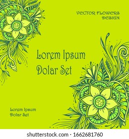Background  with decorative flowers in light green for  decoration package or for hygiene products or for cosmetic or perfume or for design wedding post card or for package of tea