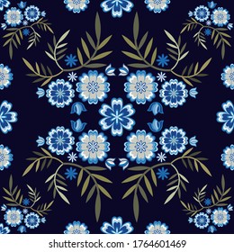 Fondo con flores decorativas. México. Diseño con eclosión manual. Ornamento étnico de boho. Textil. Ilustración vectorial para diseño web o impresión.