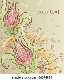 background with decorative  pastel flowers