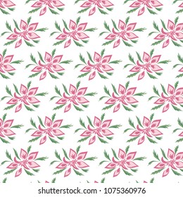 the background with decorative pink flowers on a white background
