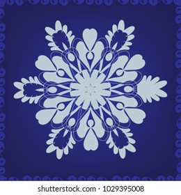 the background with a decorative snowflake on a blue background