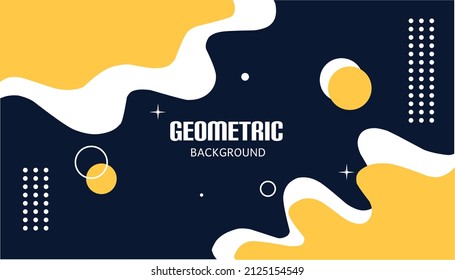 Background Of Deep Blue Liquid Shapes And Pale Yellow Modern Abstracts, Stock Design Of Dynamic Texstured Geometric Elements