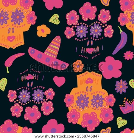 The background is a deep, midnight black, providing a striking contrast that makes the colors and details of the pattern truly pop.