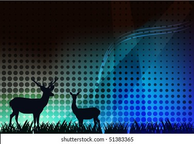 Background with deer in black