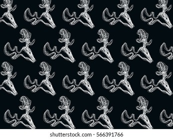  Background Deer Head Vector object for Badges, Logos and other Design