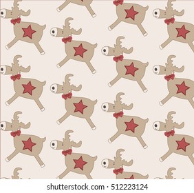 background with a deer who bow at the neck and on the body of a red asterisk. background with the deer in vintage style.