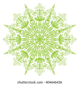 background delicate light green spring circular mandala with vegetable floral ornament vector illustration