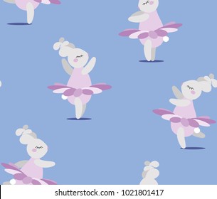 Background with a delicate pattern. Rabbits are dancing ballet