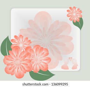 Background with delicate pink flowers and leaves. Vector illustration