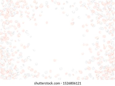 Background with delicate white pink flowers. Realistic petals flowers
