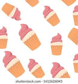 background of delicious cupcakes icons vector illustration design