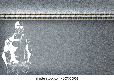 background denim grey with a white silhouette.vector illustration