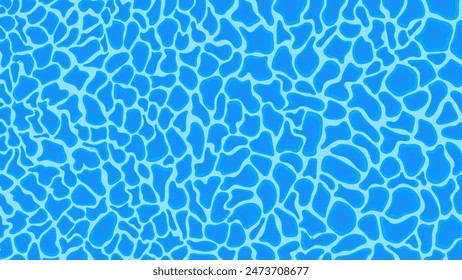 Background depicting the textured top of a water pool, featuring ripples, flowing waves, and a summery blue aquatic theme. The pattern captures the essence of swimming in serene waters. Vector