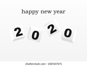 the background design of the 2020 new year celebration with the theme of four cubes floating in white