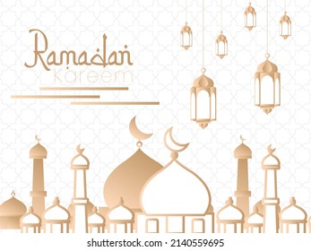 Background Design about Ramadan Kareem Gradient Light Brown Color