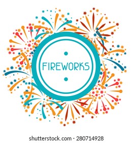 Background design with abstract fireworks and salute.