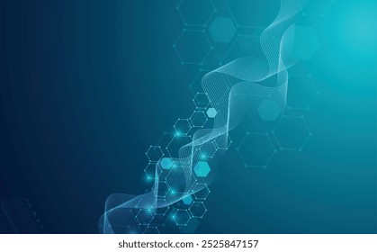 Background design, abstract, vector, technology, illustration, concept, health, evolution, genetic, element, wireframe chromosome spiral genome biological clone strand, bioinformatics connect gene