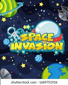 Background design with astronaut and many stars in universe illustration
