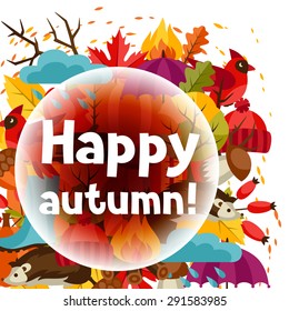 Background design with autumn icons and objects.
