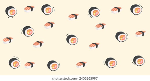 Background design for banner with japanese food dish concept. Japanese food ornaments. cute aesthetic background design japanese food menu