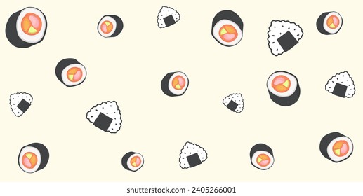 Background design for banner with japanese food dish concept. Japanese food ornaments. cute aesthetic background design japanese food menu