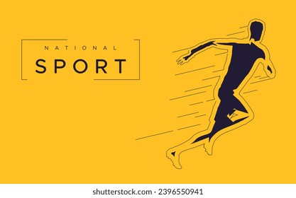 Background design for banners and brochures with a sports celebration concept featuring silhouettes of people running and exercising. national sports day. Running athlete