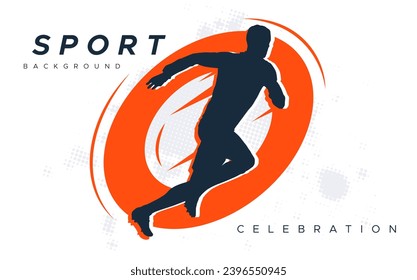 Background design for banners and brochures with a sports celebration concept featuring silhouettes of people running and exercising. national sports day. Running athlete