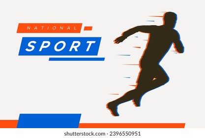 Background design for banners and brochures with a sports celebration concept featuring silhouettes of people running and exercising. national sports day. Running athlete