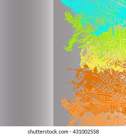 Background design based on the silver gradient and smears of paint. Nice color palette vector solution for the presentation or decoration.