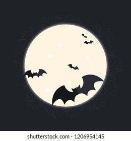 Background design with bats and full moon for Halloween