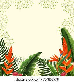 Diseño de fondo con ilustración de aves de flores del paraíso