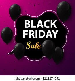 Background design Black Friday Decorated with black balloons.