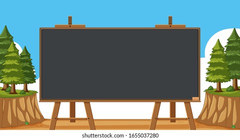 Background design with blank blackboard in the field illustration