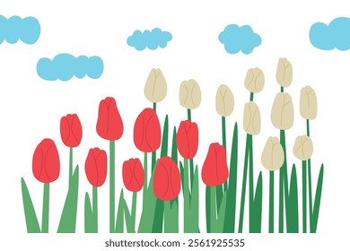 Background design with blooming tulips
