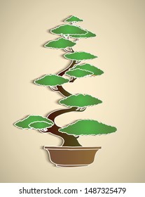 Background design with bonsai tree frame.Place for text.Isolate background illustration vector