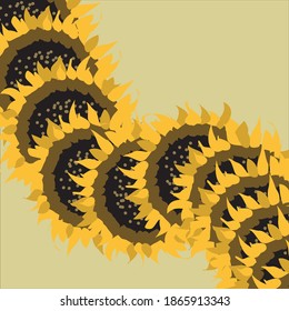 Hintergrunddesign eines Hundes von Sonnenblumen, die sich wie eine Raupe drehen.